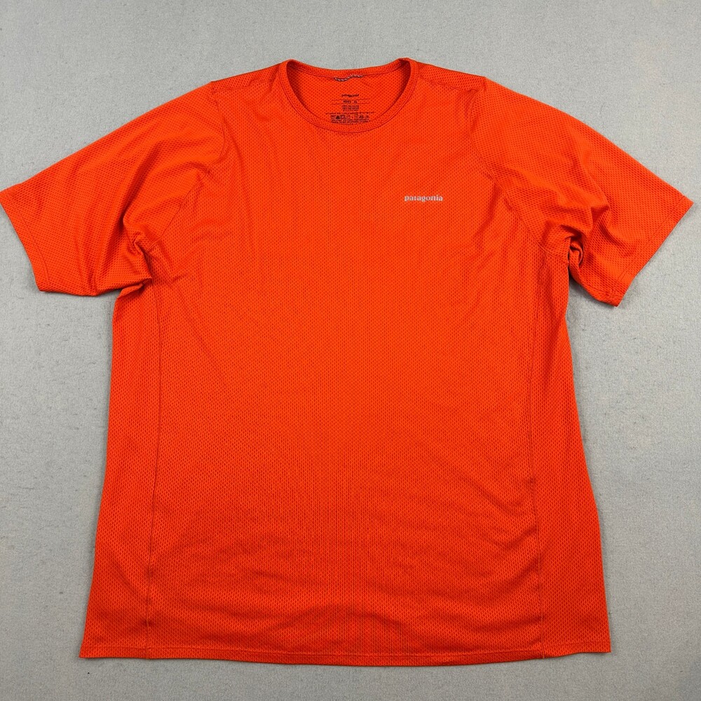 Patagonia Shirt Men Extra Large Orange Short Sleeve Crewneck Pullover Outdoor XL